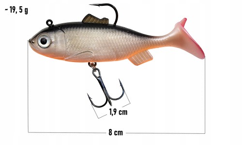 GUMA Uzbrojona w główkę jigową i kotwicę przynęta kopyto 8 cm 19,5 g