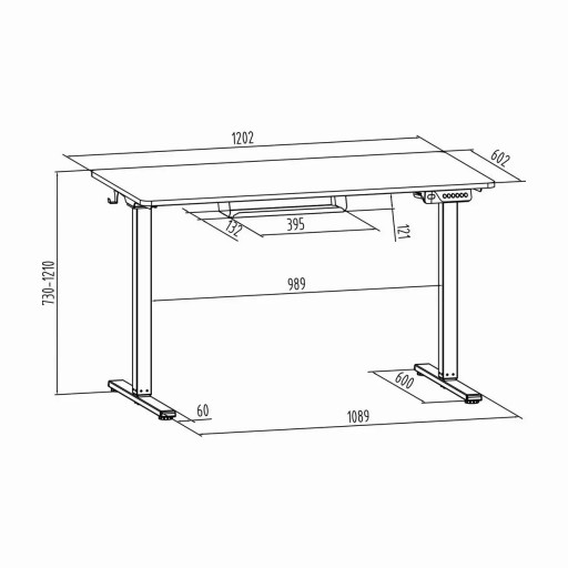 Маленький электрический стол 120x60 Spacetronik SPE-O124WW Кабельный органайзер