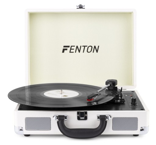 Проигрыватель проигрывателя Fenton RP115D с USB, чемодан, белая версия