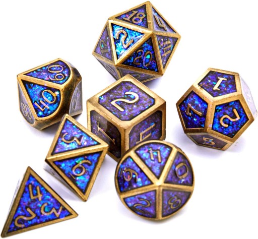 ZAPADA NOC ZESTAW 7 METALOWYCH KOŚCI RPG