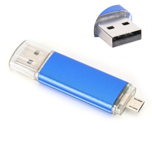 Флешка OTG U Ярко-синяя 2.0 Металлическая флешка USB Mini DualHead 4 ГБ