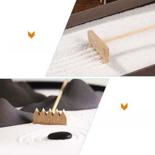KREATYWNE RĘKODZIEŁO Z GRABIAMI STÓŁ DO PIASKU MINI GRABIE MINIATUROWE ZEN