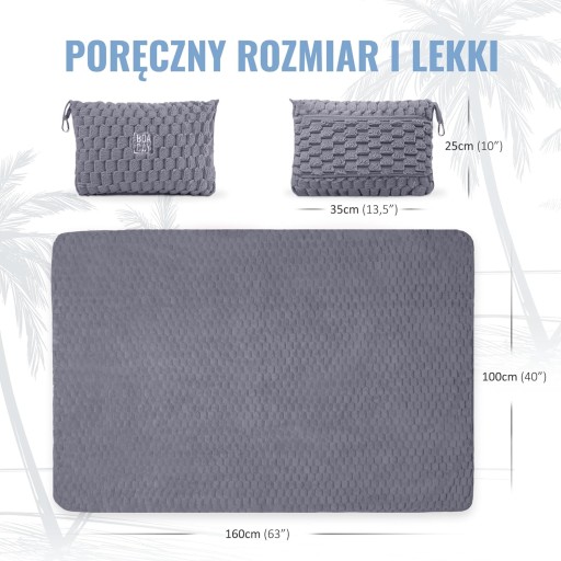 Koc podróżny poduszka podróżna 2 w 1 160 x 100 cm szary