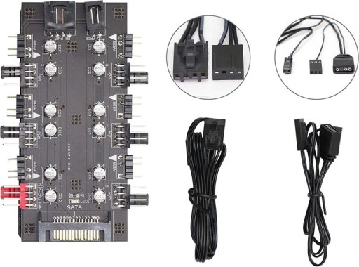 Концентратор SATA PWM + разветвитель aRGB на 6 вентиляторов