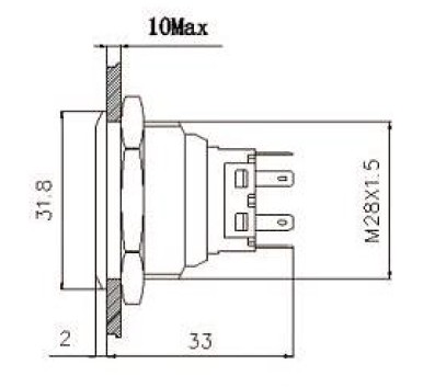 PRZYCISK MONOSTABILNY WANDALOODPORNY 250V 5A 28x35MM CZERWONY
