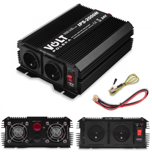PRZETWORNICA NAPIĘCIA 24V 230V 1000/2000W USB VOLT