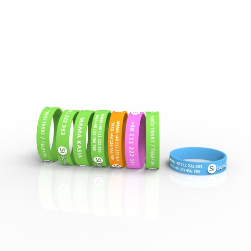 Браслет идентификационный детский с БЕЛОЙ ГРАВИРОВКОЙ FLUO, Siband СЕРТИФИКАТ