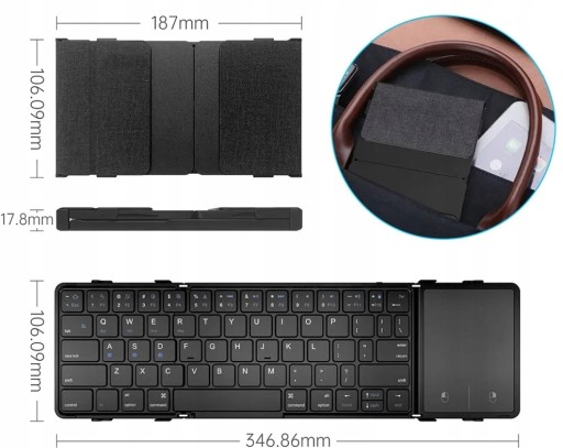 СКЛАДНАЯ БЕСПРОВОДНАЯ КЛАВИАТУРА BLUETOOTH