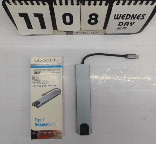 АДАПТЕР-концентратор СТАНЦИОННЫЙ РАЗДЕЛИТЕЛЬ 8 В 1 USB-C HDMI 4K LAN SD/TF PD