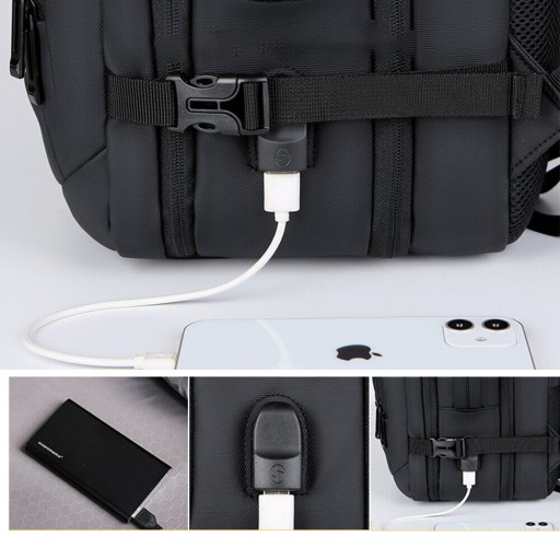 ЧЕРНЫЙ РЮКЗАК ДЛЯ КОМПЬЮТЕРА ОБЪЕМОМ 25 Л С ВОДОНЕПРОНИЦАЕМЫМ USB-ПОРТОМ
