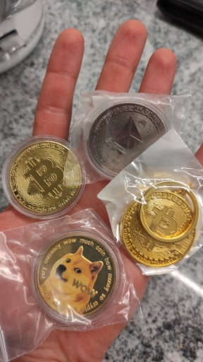 Биткойн-золотая коллекционная монета Медаль BTC XXL + крышка коробки