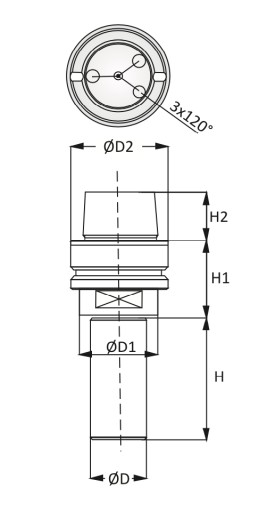 ДЕРЖАТЕЛЬ HSK63F С ХВОСТОВИКОМ D30 H70 ДЛЯ ГОЛОВОК