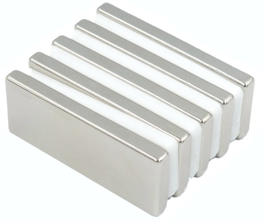 MOCNY MAGNES NEODYMOWY PŁYTKOWY 50x20x5 - 5 SZTUK / MAGNESY NEODYMOWE /