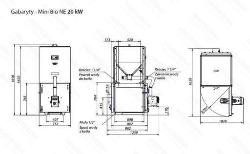 Пеллетный котел Kostrzewa Mini Bio NE 20кВт + ГРАНТЫ + БЕСПЛАТНО + 0% РАССРОЧКА