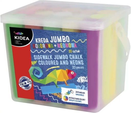 KIDEA COLORUL NEON ДОРОЖНЫЙ МЕЛ 20 шт, ТОЛСТЫЙ JUMBO