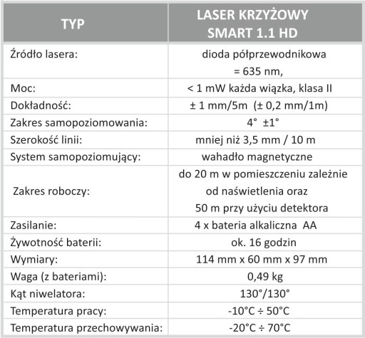 SMART 1.1 HD PLUS PRO CROSS LASER 20 МВт