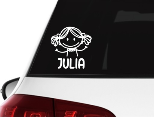 Naklejka DZIECKO W AUCIE Imię na auto szybę *17cm *KOLORY *WZORY
