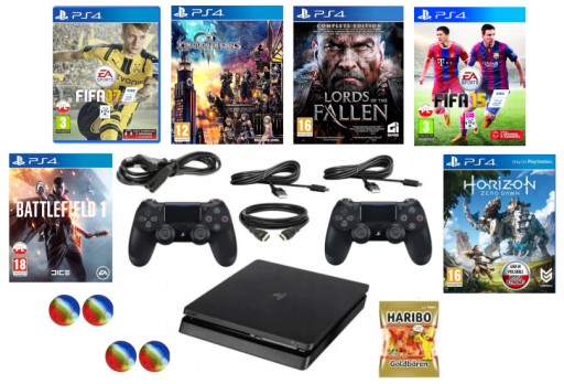 PS4 PLAYSTATION 4 SLIM CONSOLE + 2 PAD + 6 ИГРОВЫХ ПК