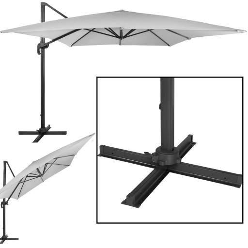 PARASOL OGRODOWY SKŁADANY DUŻY+POKROWIEC MOCNY 500cm Z KORBĄ SZARY OBROTOWY