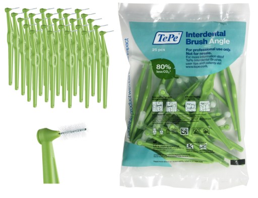 Szczoteczki Międzyzębowe Tepe Angle 0,8mm 25szt. Zielone ISO 5 Osłona