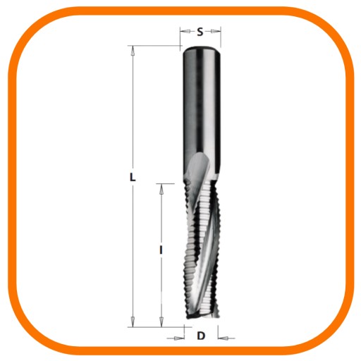 ГРУБКАЯ СПИРАЛЬНАЯ ФРЕЗА Z3 VHM 8 x 32 / 80 P= 2,0