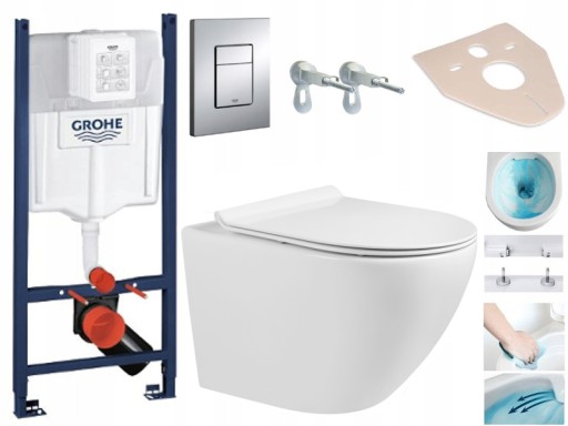 РАМА УНИТАЗА GROHE БЕЗОБЕДКА ЧАША ТОНКОЕ СИДЕНЬЕ ИЗ ДЮРОПЛАСТА