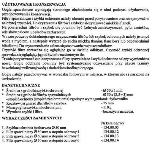 Okulary spawalnicze OS-10 POMET