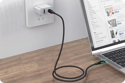 БЫСТРОЕ ЗАРЯДНОЕ УСТРОЙСТВО ДЛЯ СМАРТФОНА С ПОРТОМ TYPE-C И КОРОТКИМ КАБЕЛЕМ CC (50 см)