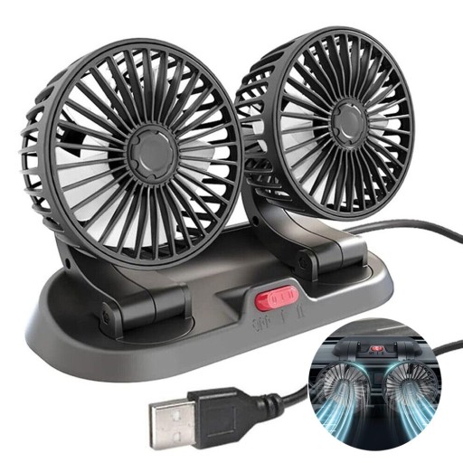 WENTYLATOR WIATRACZEK SAMOCHODOWY 360° OBROTOWY 12V/24V 10W 2-biegi USB