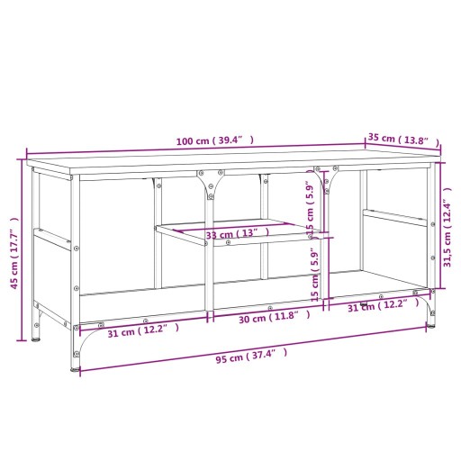 SZAFKA POD TELEWIZOR BRĄZOWY DĄB 100X35X45CM