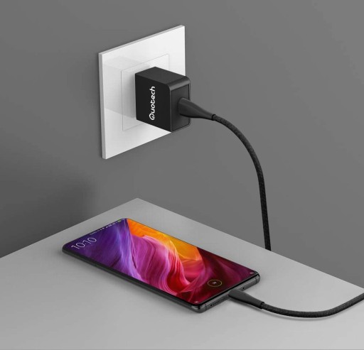 2x USB Type C, кабель быстрой зарядки 3.0 QUOTECH, 1 м, 3 А