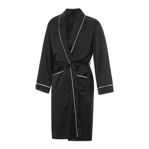 Men Satin Bathrobe with Belt Adults Contrast Color