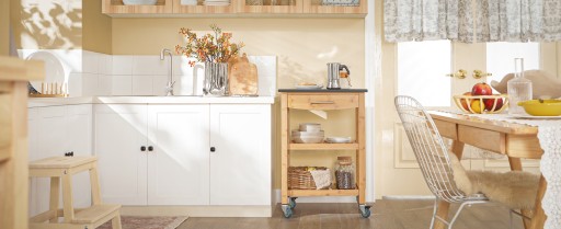 SoBuy Кухонная сервировочная тележка с корзиной и ящиком Bamboo FKW53-N
