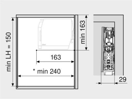 Подъемный актуатор BLUM Aventos HK-S TIP-ON слабый 20K2B00T белый комплект