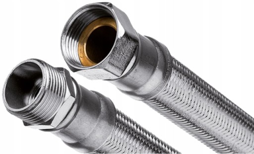 ШЛАНГ В СТАЛЬНОЙ ОПЛЕТКЕ INOX, 60 см, ПОЛНОПРОХОДНОЙ, РЕЗЬБА 20 мм, общая ширина 1 дюйм x наружная резьба 1 дюйм.