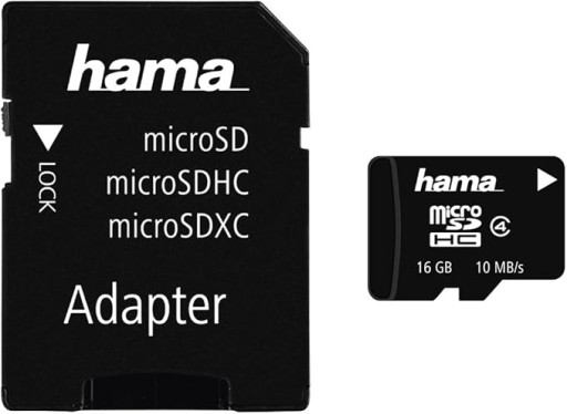 MicroSDHC Memory Card 16 ГБ 45 МБ/с с адаптером Hama
