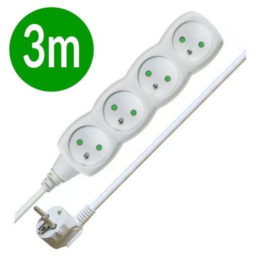 EMOS УДЛИНИТЕЛЬНЫЙ КАБЕЛЬ 4 ГНЕЗДА 3М P0413 ЗАЗЕМЛЕНИЕ