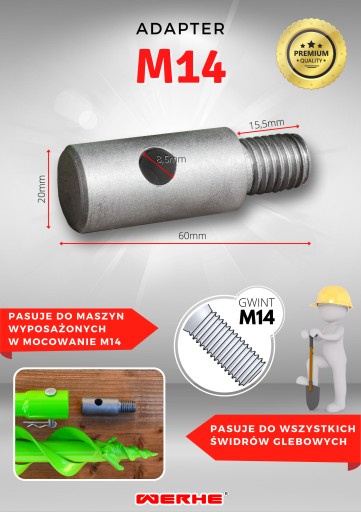 Świder Wiertło do Gleby 80 mm z Adapterem m14