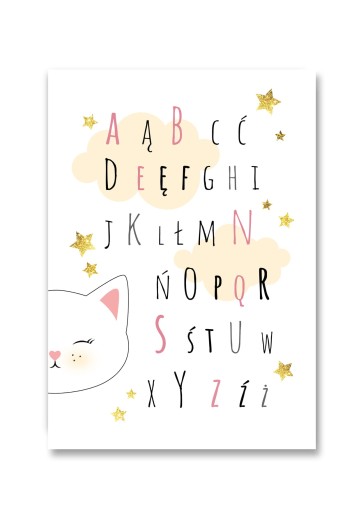Plakat - alfabet z kocim motywem