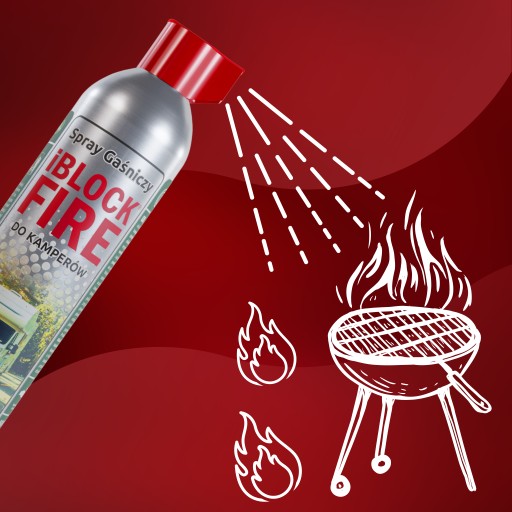 GAŚNICA PIANOWA ABCF+E 100%BIO 0,6L. iBlockFIRE SPRAY GAŚNICZY DO KAMPERÓW