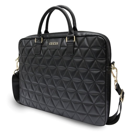 Оригинальный кожаный стеганый чехол для ноутбука GUESS до 16 дюймов, черный