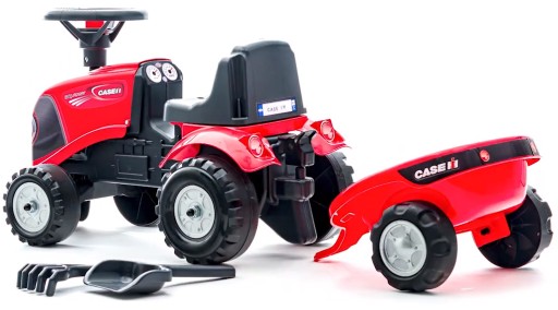 FALK Трактор детский Case IH Ride-On Red с прицепом + аксессуары с 12 месяцев