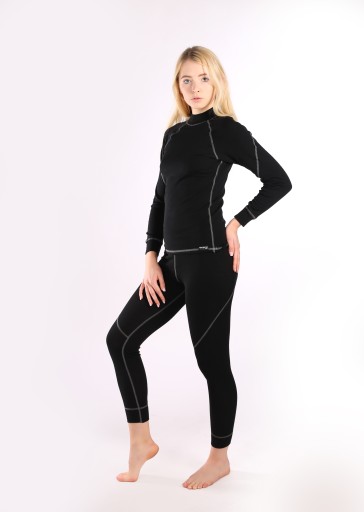 Женская термофутболка C+ из шерсти мериноса, черная 4XL