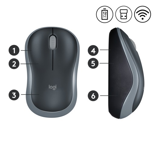 Беспроводная оптическая мышь LOGITECH M185 с разрешением 1000 точек на дюйм