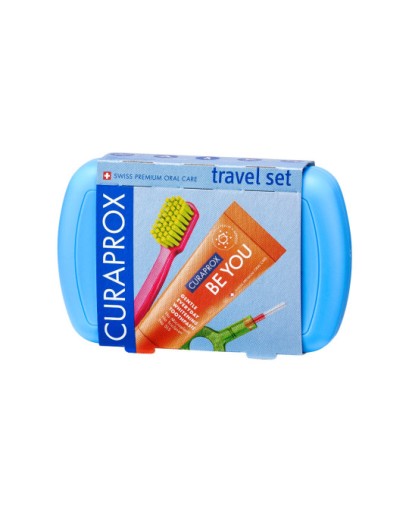 CURAPROX ZESTAW PODRÓŻNY TRAVEL Pasta wybielająca mini wersja + szczoteczki