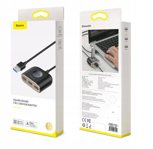 АДАПТЕР-концентратор, разветвитель 4x USB 3.0 Baseus Square