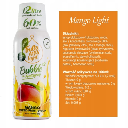 FRUTTAMAX MANGO LIGHT SODASTREAM КОНЦЕНТРАТ СИРОП