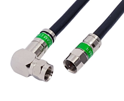 Kabel koncentryczny przewód antenowy 10M czarny Wtyk F-Wtyk F KĄTOWY 1,1Cu