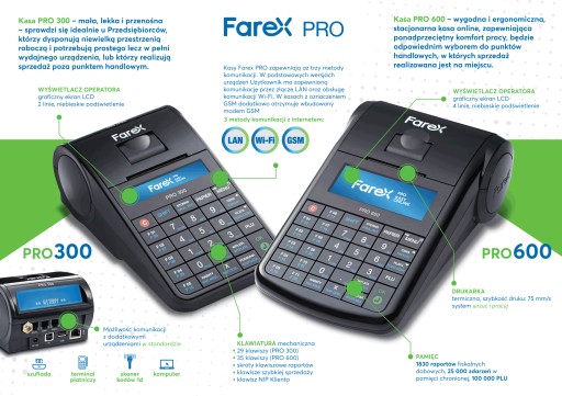 Kasa Fiskalna Farex PRO 600 Online Lan/WiFi + Fiskalizacja i Szkolenie