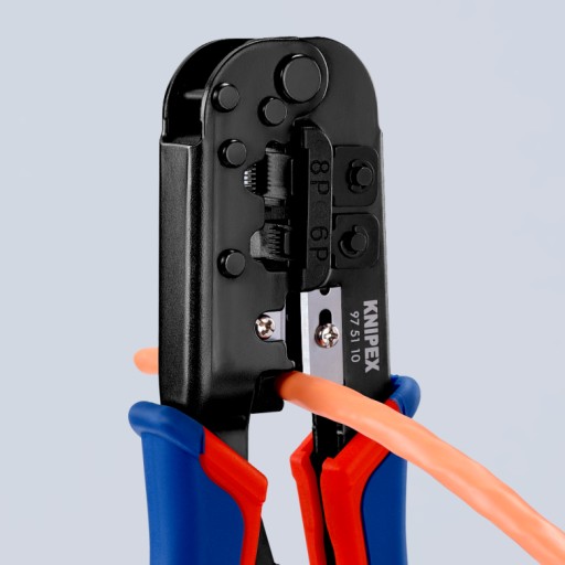 ОБЖИМНЫЕ ЩИПЦЫ KNIPEX ДЛЯ ВИТЫХ КАБЕЛЬНЫХ РАЗЪЕМОВ RJ11 RJ12 RJ45 975110